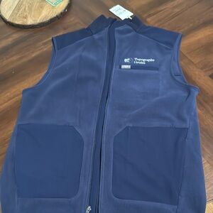 Figs Blue Vest with Standing Collar and Full-Length Zipper